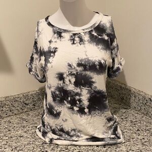 First Love Black and White Tie-Dye Short Sleeve Tee